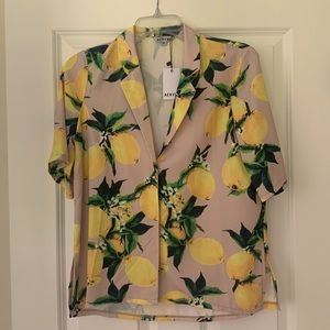 Lemon print pajama-style top